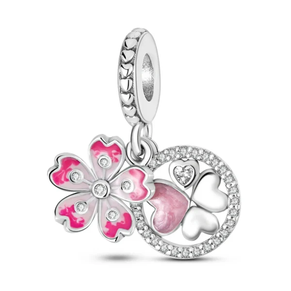 Charm Fleur de Cerisier & Cœurs Roses