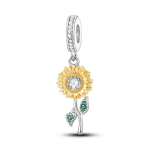 Charm Tournesol Doré en Argent 925