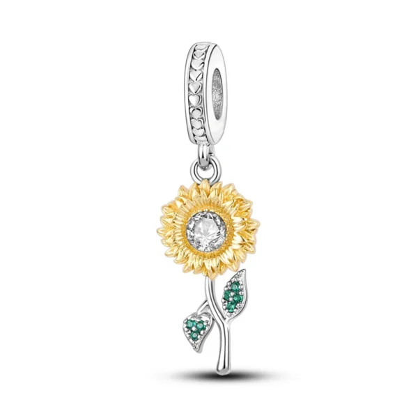 Charm Tournesol Doré en Argent 925