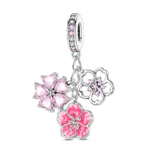 Charm Trio de Fleurs Roses