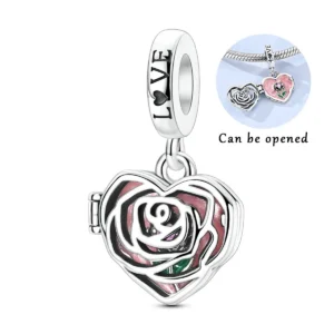 Charm Médaillon Cœur Rose – Love