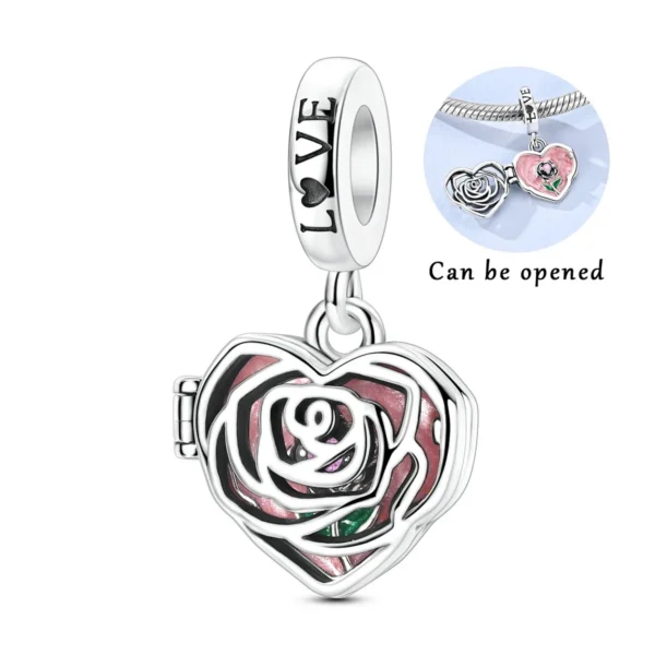 Charm Médaillon Cœur Rose – Love