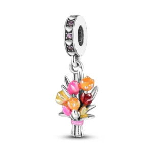 Charm Bouquet Fleuri Coloré en Argent 925
