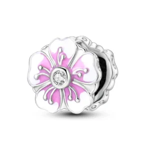 Charm Fleur de Printemps Rose en Argent 925