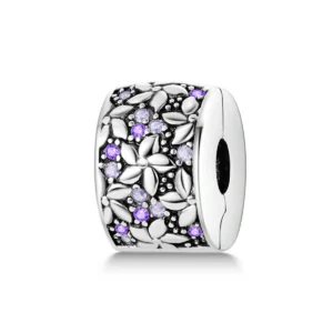 Charm Clip Jardin Violet en Argent 925