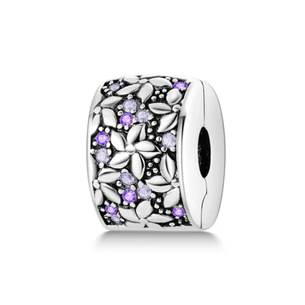 Charm Clip Jardin Violet en Argent 925