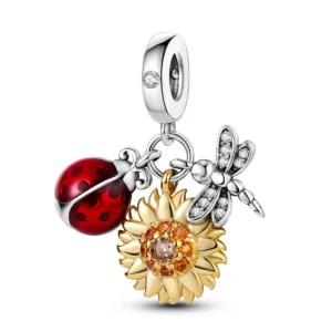 Charm Jardin de Printemps – Coccinelle, Tournesol & Libellule